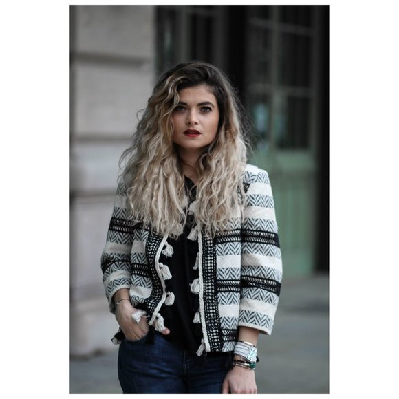 Deby Debo Pom Pom Tassel Jacket Sweater Cardigan Large - Picture 8 of 12